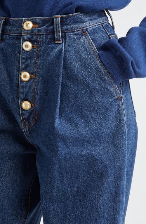 Eenk Pleated Wide Leg Jeans In Blue