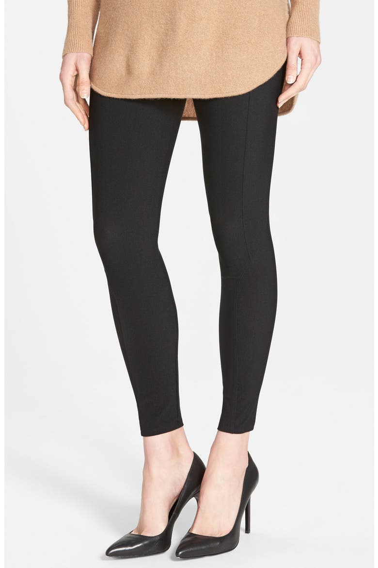 Micro Rib Knit Control Top Skimmer Leggings, Main, color, VERY BLACK