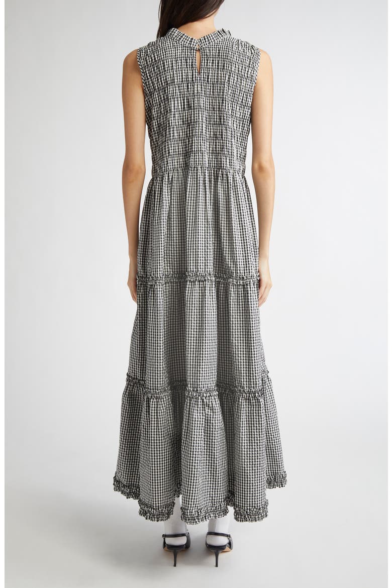 Gender Inclusive Scout Smocked Gingham Midi Dress, Alternate, color, BLACK GINGHAM