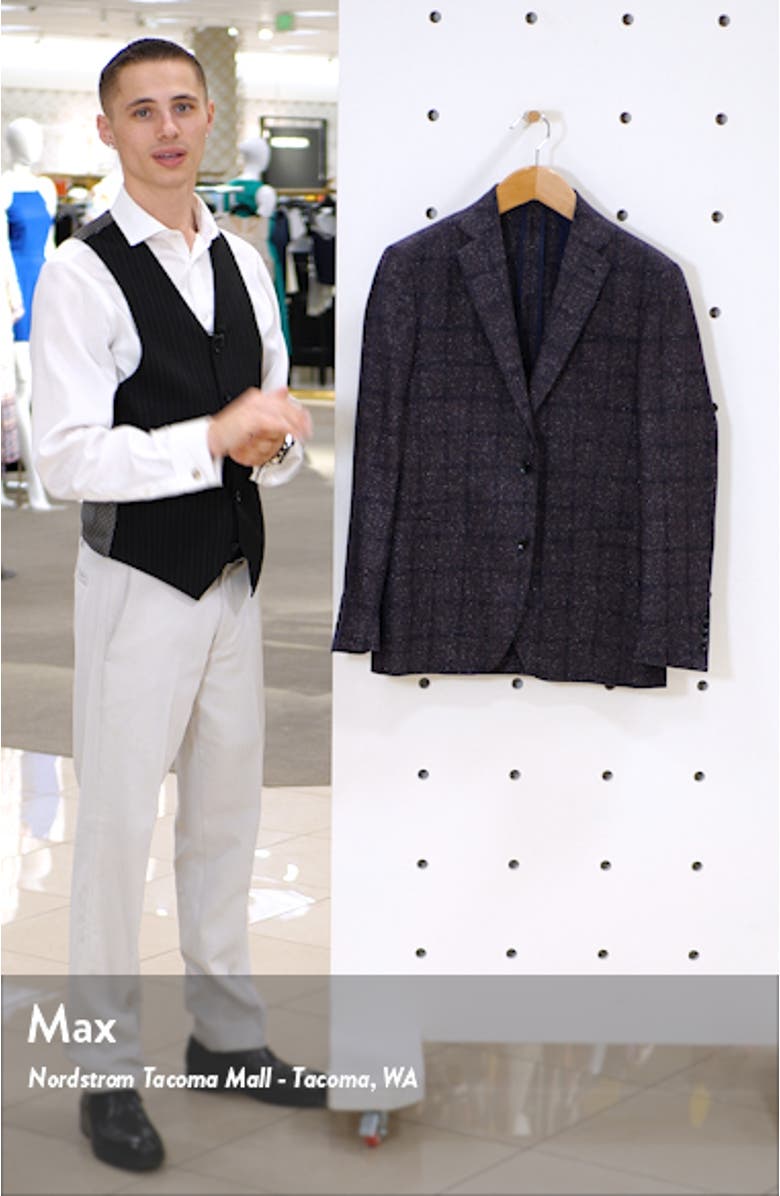 Trim Fit Windowpane Wool Sport Coat, sales video thumbnail