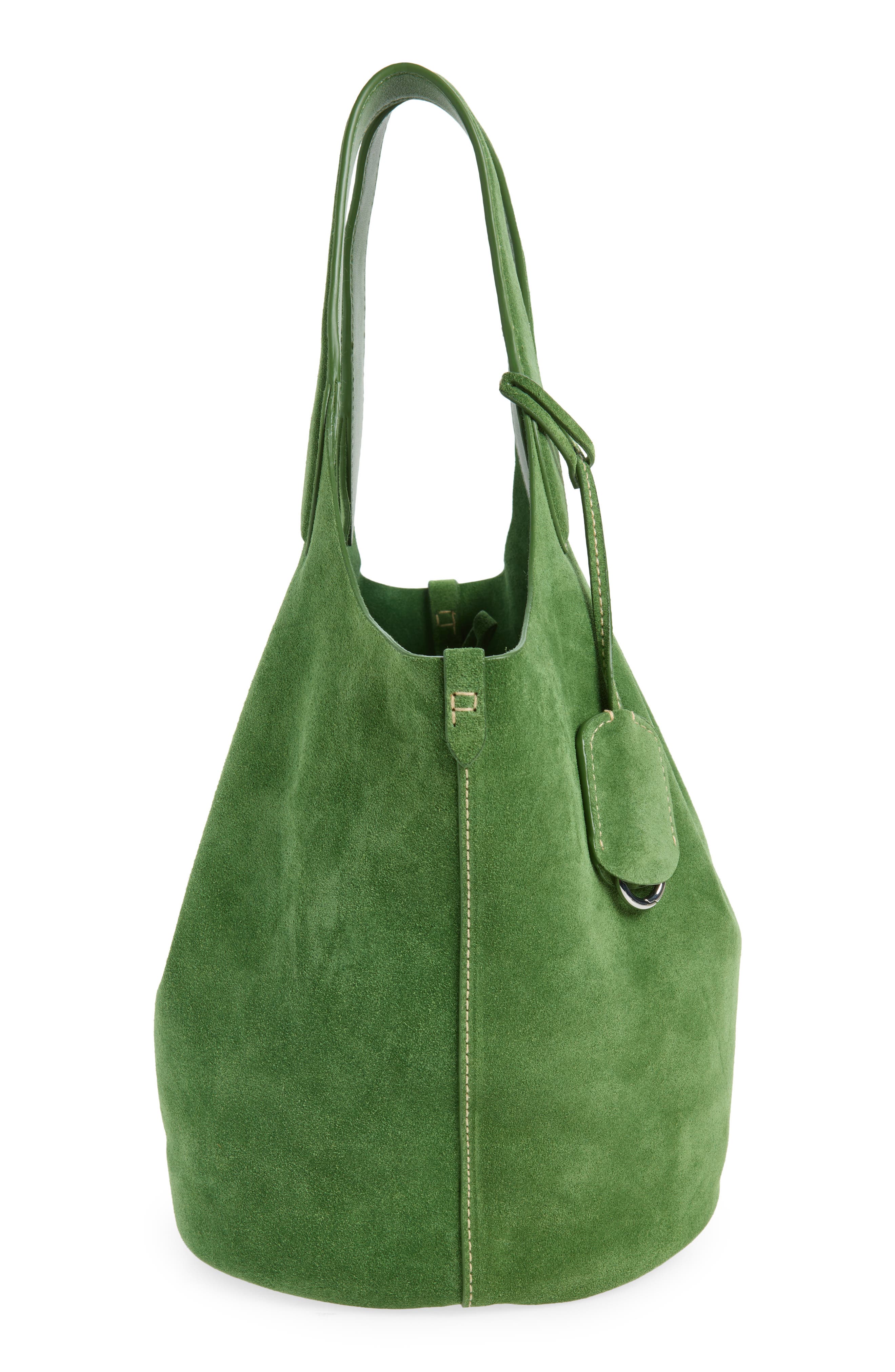 Medium Suede Tote, Alternate, color, DARK GREEN