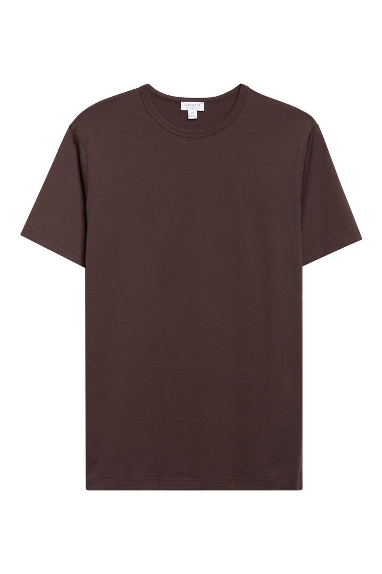 Cotton Crewneck T-Shirt, Alternate, color, DARK CHOCOLATE