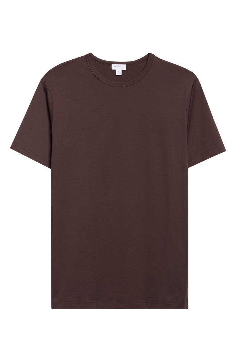 Sunspel Cotton Crewneck T-Shirt, Alternate, color, Dark Chocolate