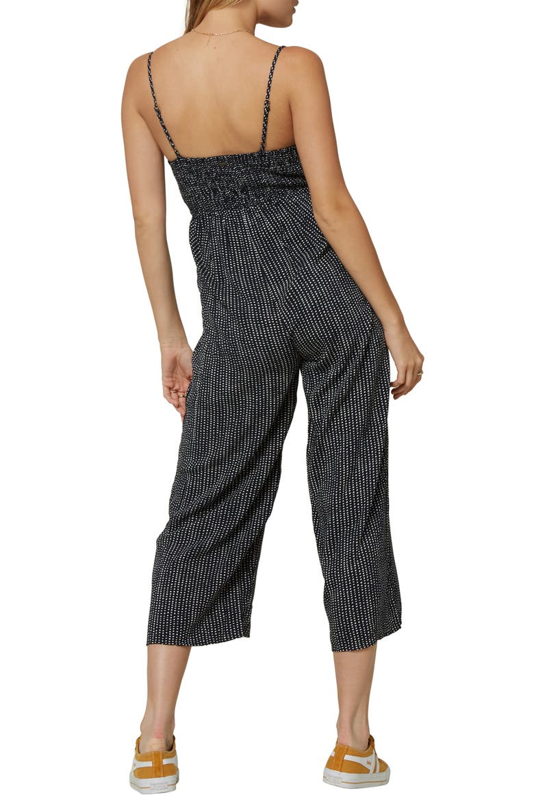Anabella Dot Print Jumpsuit, Alternate, color, ABYSS