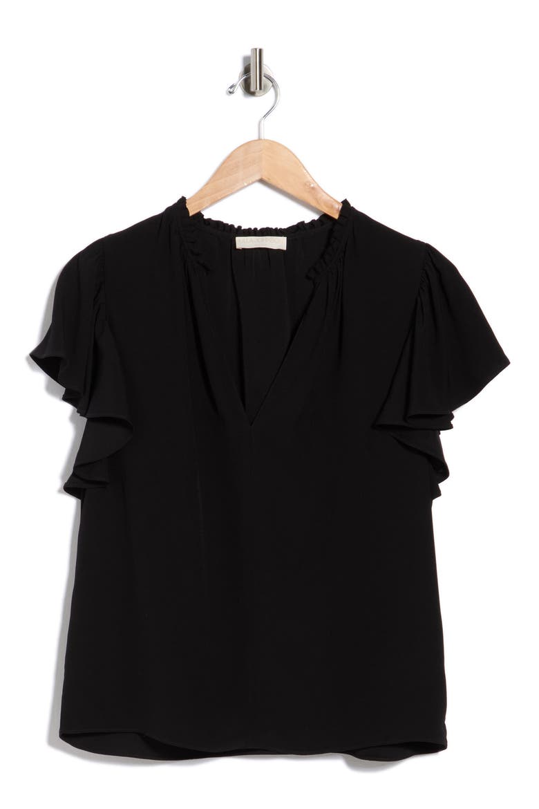 Lilo Flutter Sleeve Top, Alternate, color, NOIR