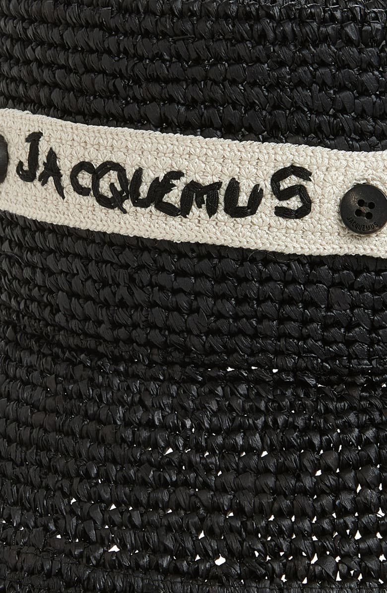 Jacquemus Le Bob Plage Raffia Bucket Hat, Alternate, color, Black 990