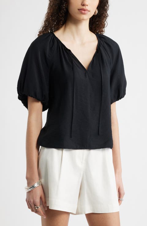 Puff Sleeve V-Neck Shirt