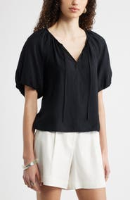 Nordstrom Puff Sleeve V-Neck Shirt