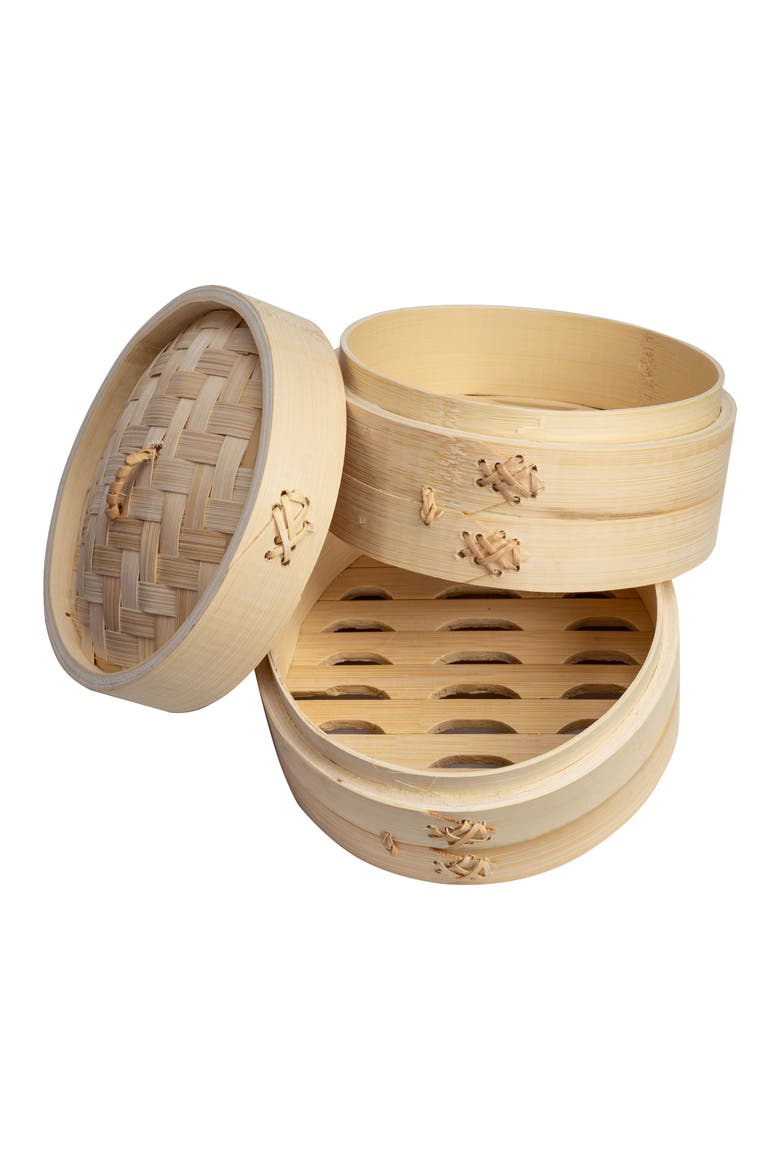 2-Tier Steamer Baskets, Alternate, color, Bamboo