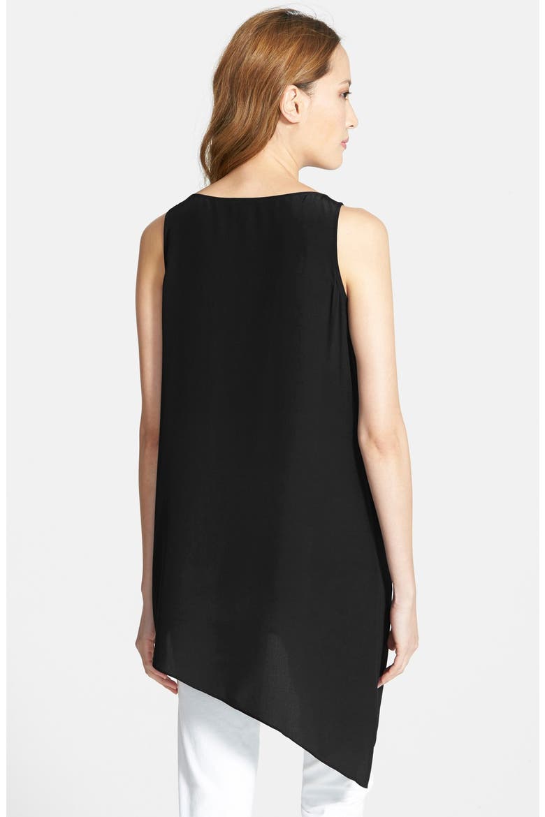 Scoop Neck Asymmetrical Silk Tank, Alternate, color, BLACK