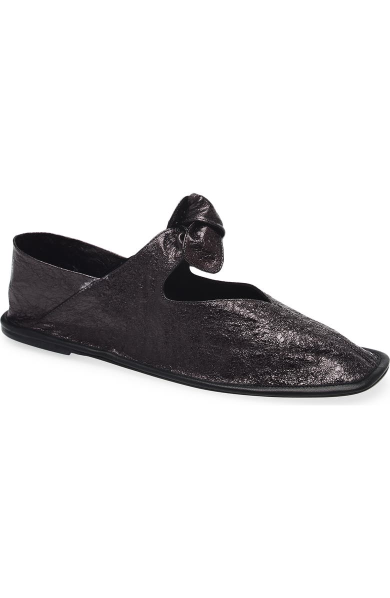 HEREU Llasada Crinkled Square Toe Flat, Main, color, Pewter