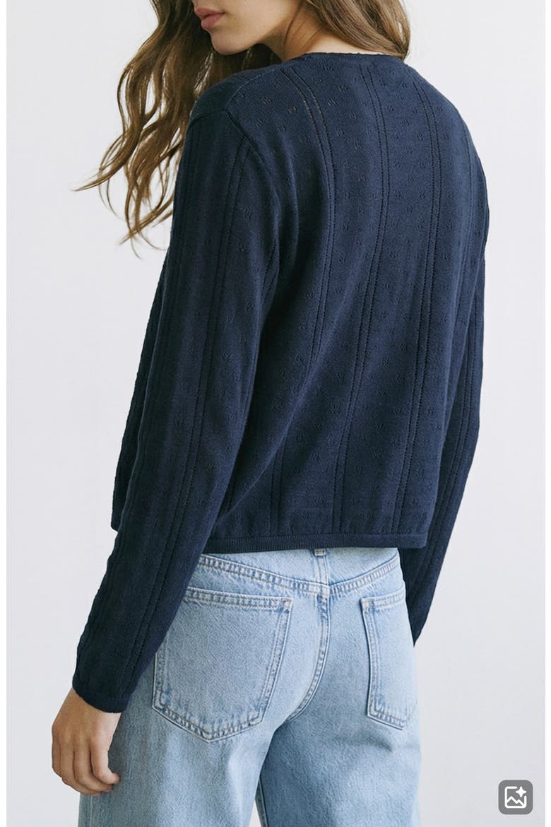 Pointelle Cardigan, Alternate, color, NAVY