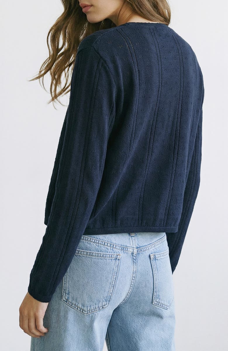 MANGO TEEN Pointelle Cardigan, Alternate, color, Navy