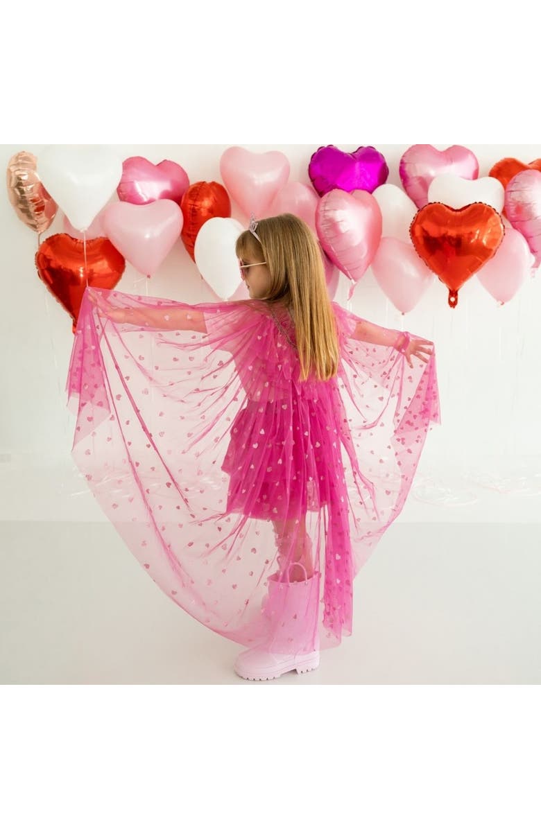 Sweet Wink Pink Glitter Heart Valentine's Day Cape, Alternate, color,