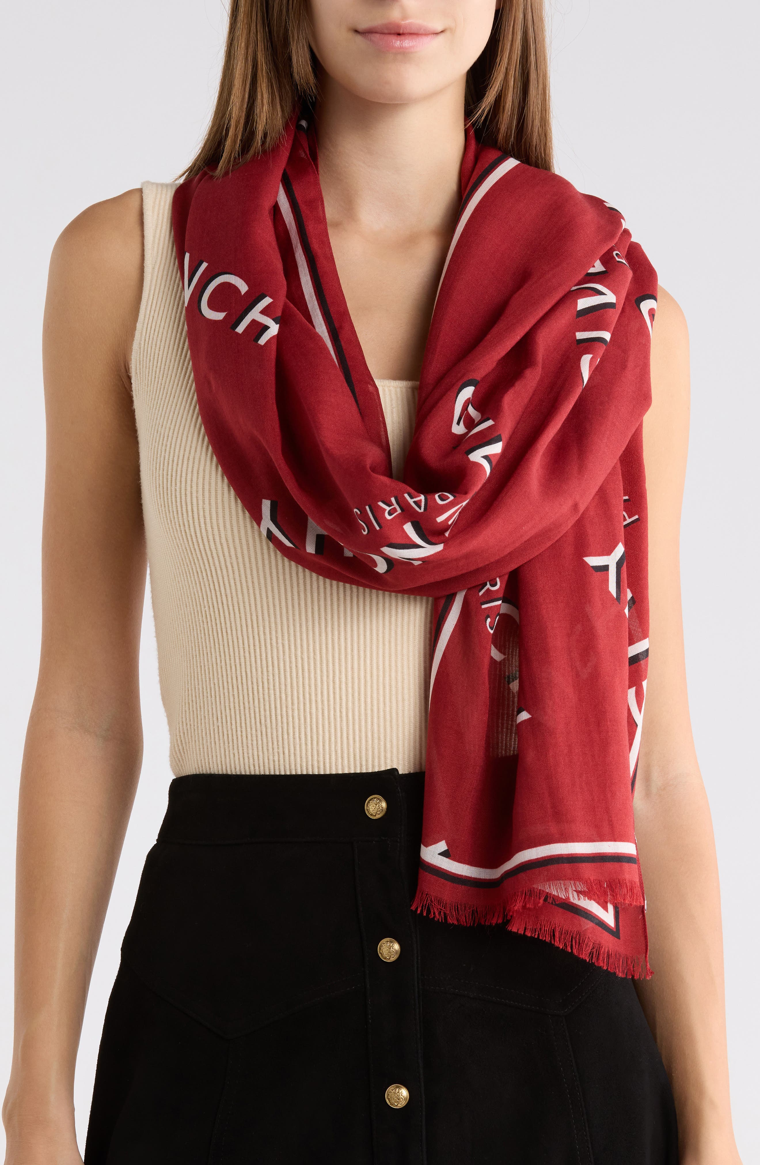 Logo Shadow Wool & Silk Oblong Scarf