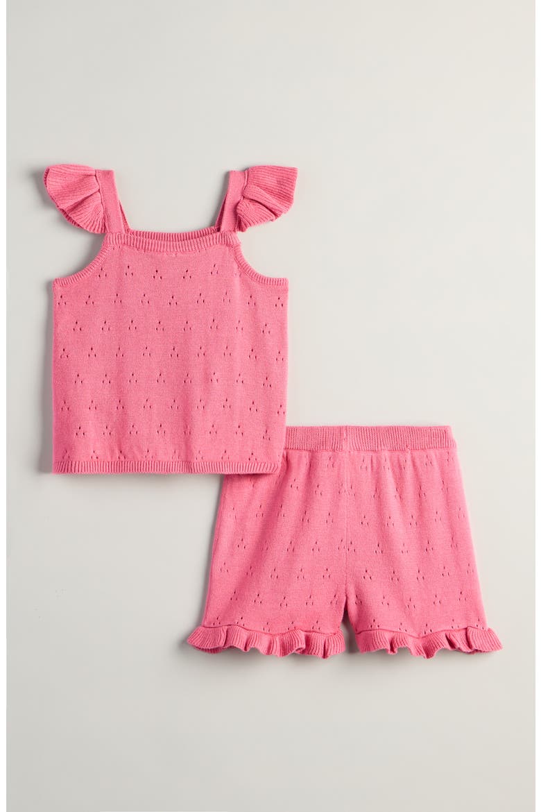 Cap Sleeve Sweater & Shorts Set, Alternate, color, PINK SUNSET