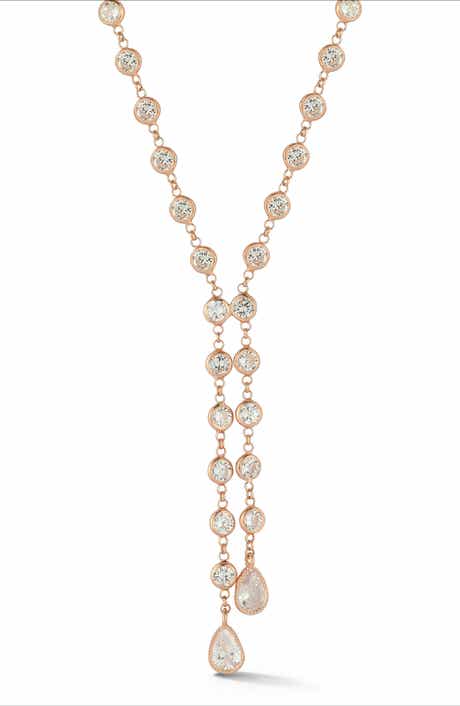 SPHERA MILANO 14K Rose Gold Plated Cubic Zirconia Y-Necklace