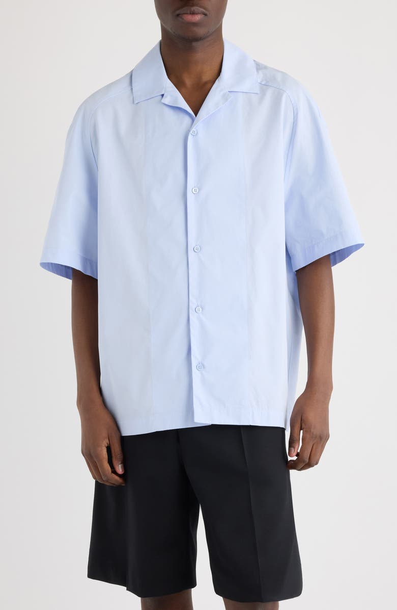 Jacquemus La Chemise Fonccio Embroidered Camp Shirt, Main, color, J Signature Blue Embroide