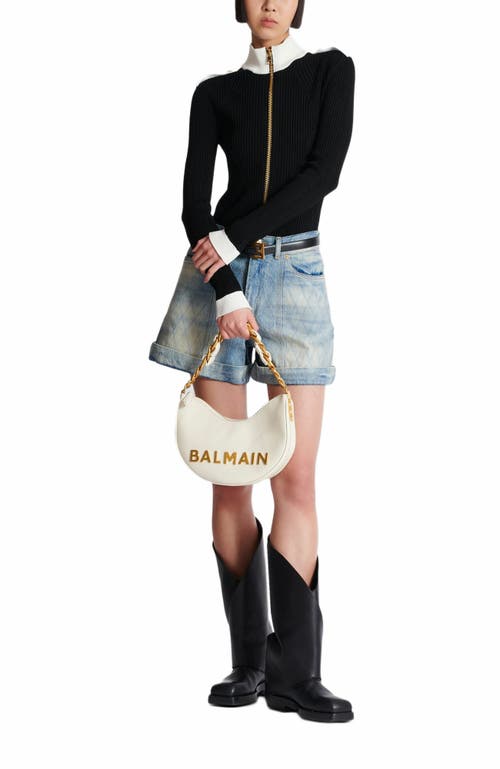Balmain 1945 Soft Moon Crinkled Calfskin Leather Bag