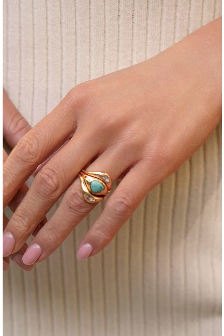 Set of 3 Reconstituted Turquoise Solstice Stacking Rings, Alternate, color, TURQUOISE