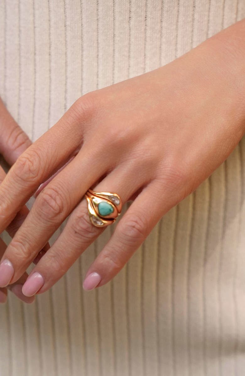 Ettika Set of 3 Reconstituted Turquoise Solstice Stacking Rings, Alternate, color, Turquoise