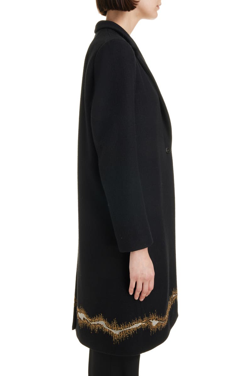 Dries Van Noten Richy Embroidered Hem Wool Flannel Coat, Alternate, color, 