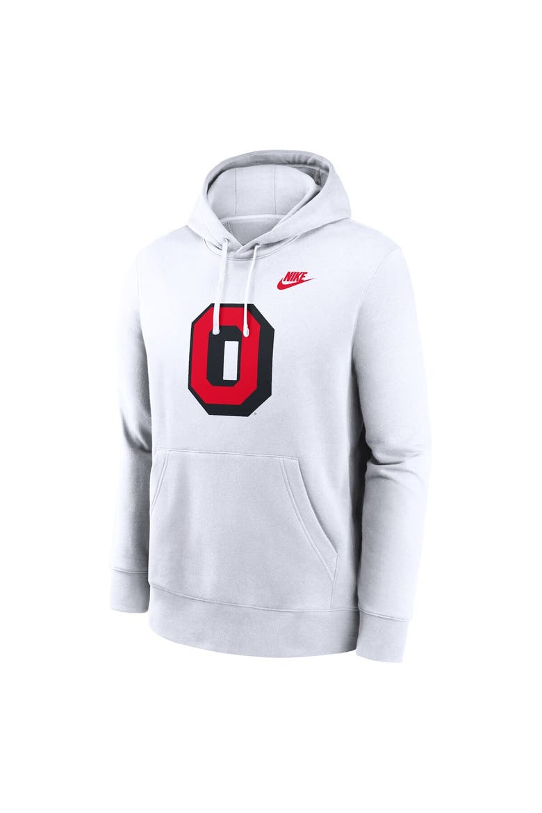 Men's Nike White Ohio State Buckeyes Legacy Logo Club Fleece Pullover Hoodie, Alternate, color, White