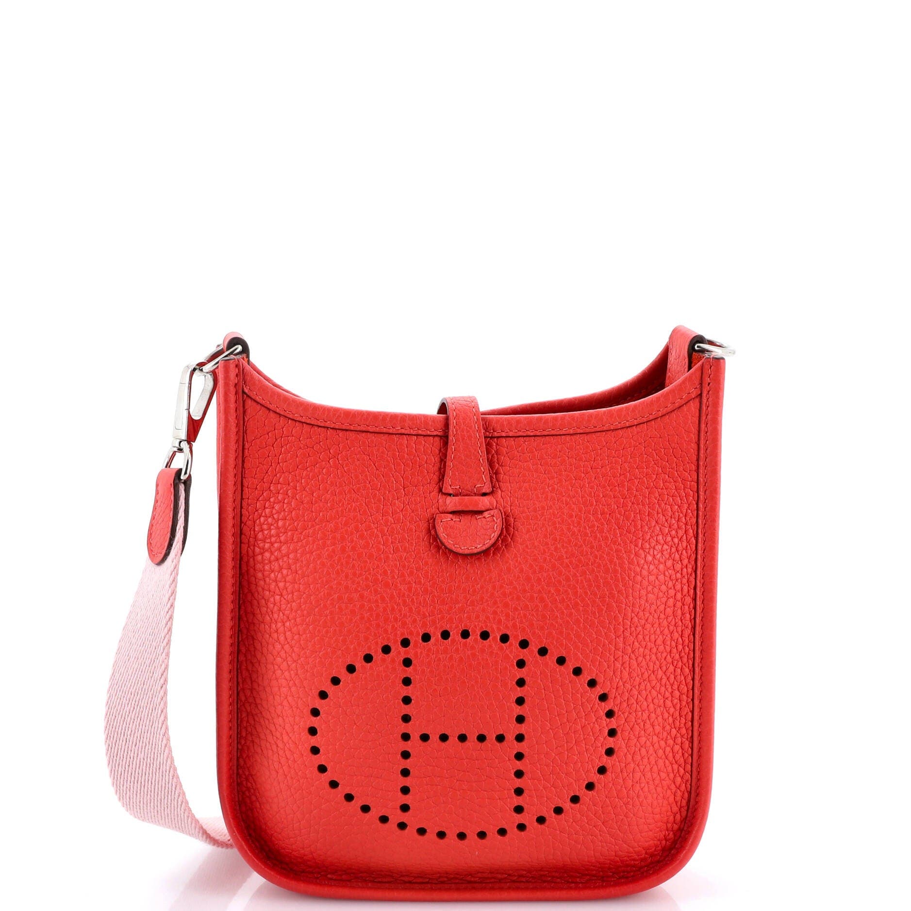 Pre-Owned Hermes Evelyne Bag Gen III Clemence TPM, Main, color, Rouge Pivoine