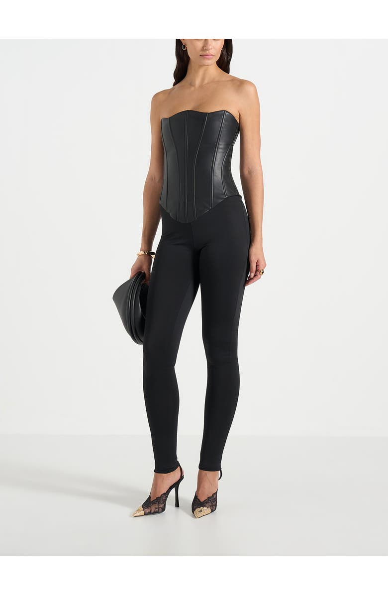 Manière De Voir Scarlett Leather Lace Up Corset, Alternate, color, Black