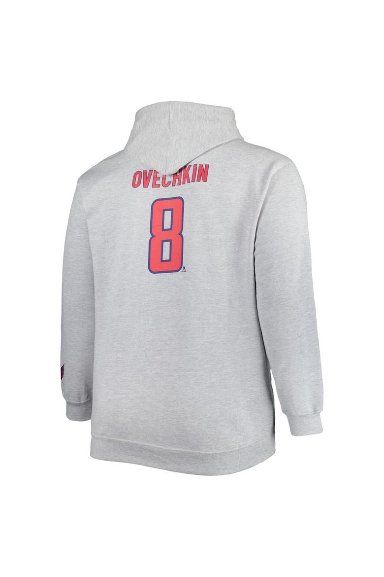 Men's Alexander Ovechkin Heather Gray Washington Capitals Big & Tall Player Pullover Hoodie, Alternate, color, Heather Gray