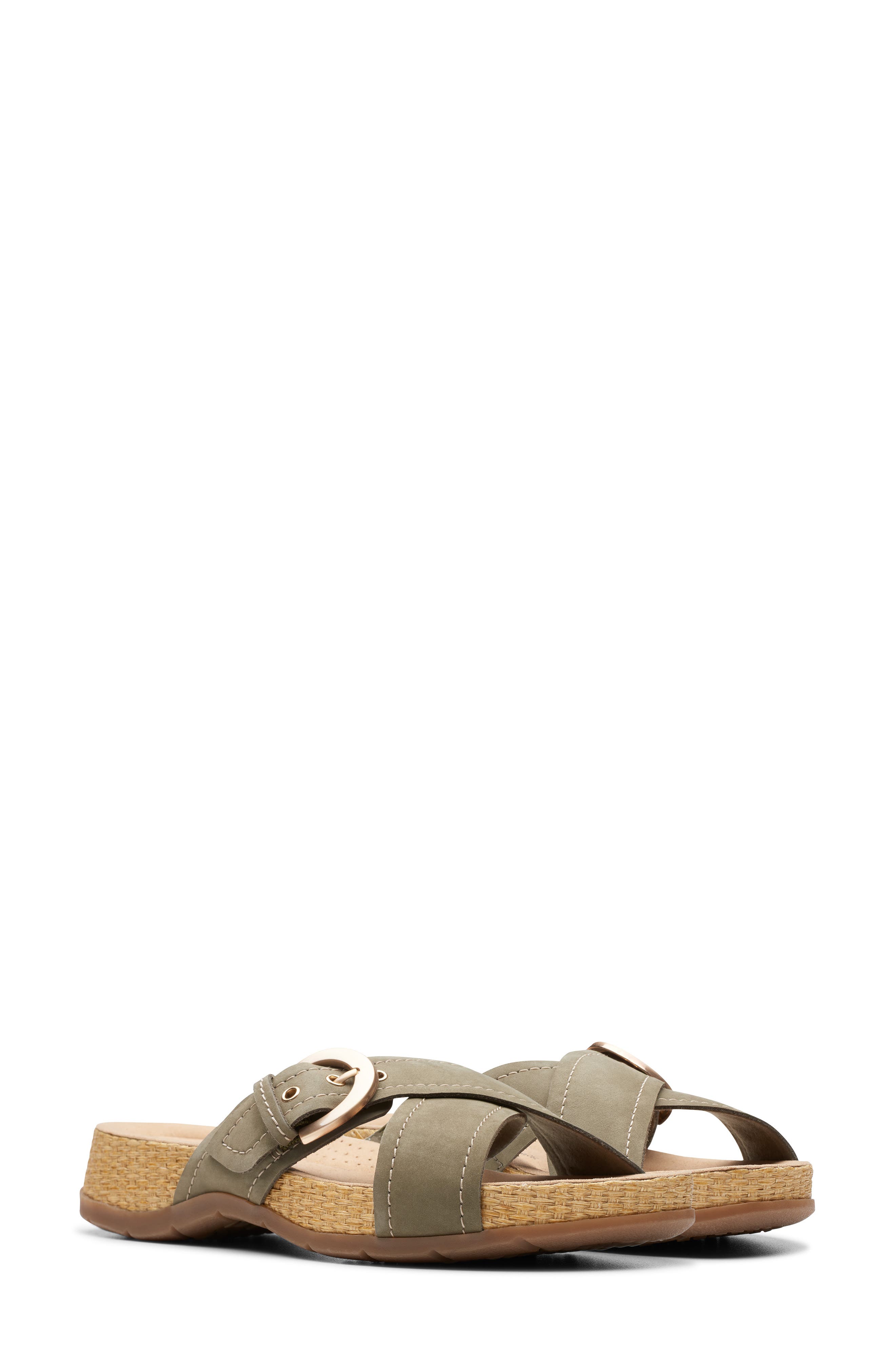 Reileigh May Slide Sandal, Alternate, color, OLIVE NUBUCK