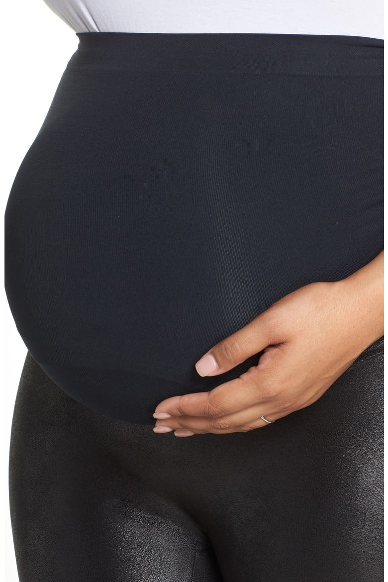 Mama Faux Leather Maternity Leggings, Alternate, color, VERY BLACK