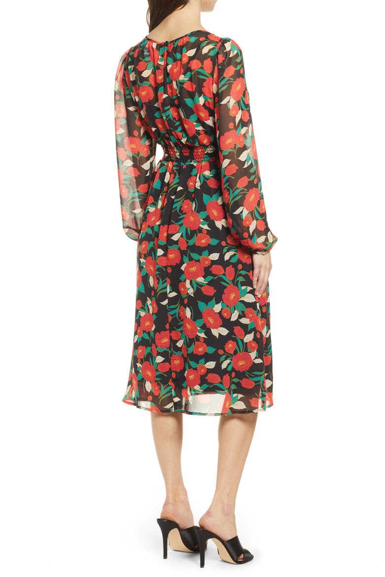 Long Sleeve Chiffon Dress, Alternate, color, BLACK DOLCE FLORAL