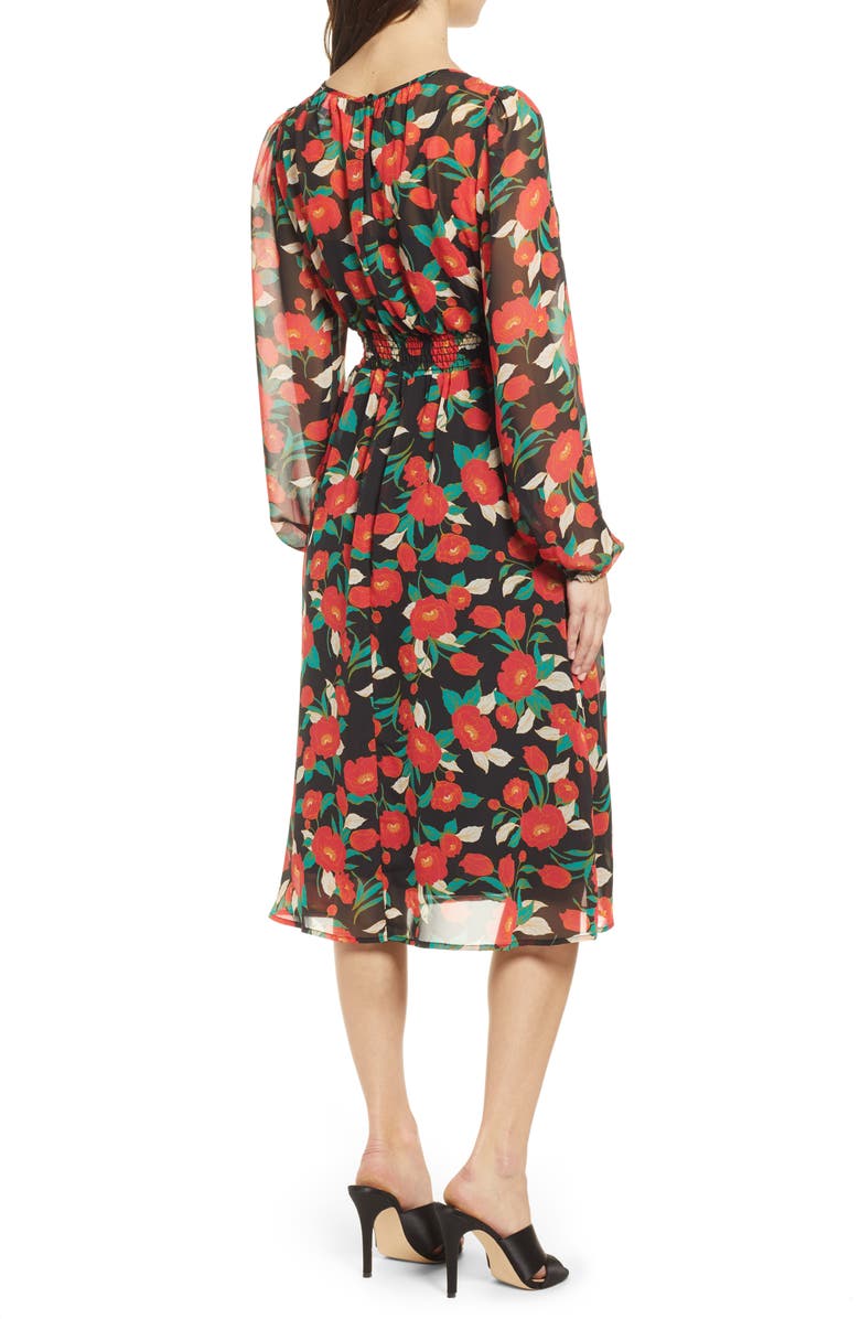 Leith Long Sleeve Chiffon Dress, Alternate, color,