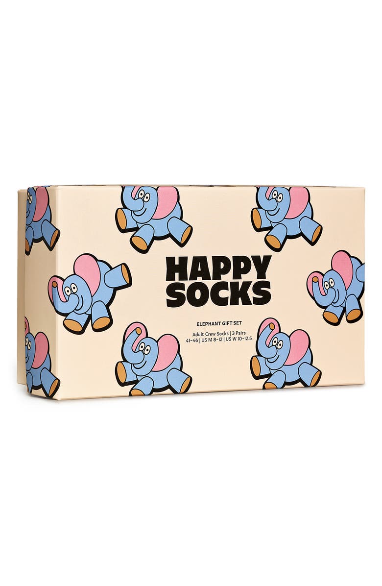 Happy Socks Assorted 3-Pack Crew Socks Gift Box, Alternate, color,