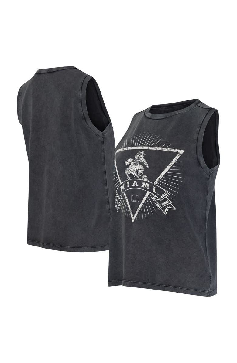 CONCEPTS SPORT Women's Concepts Sport  Charcoal Miami Hurricanes Distressed Market French Terry Tank Top, Alternate, color, 