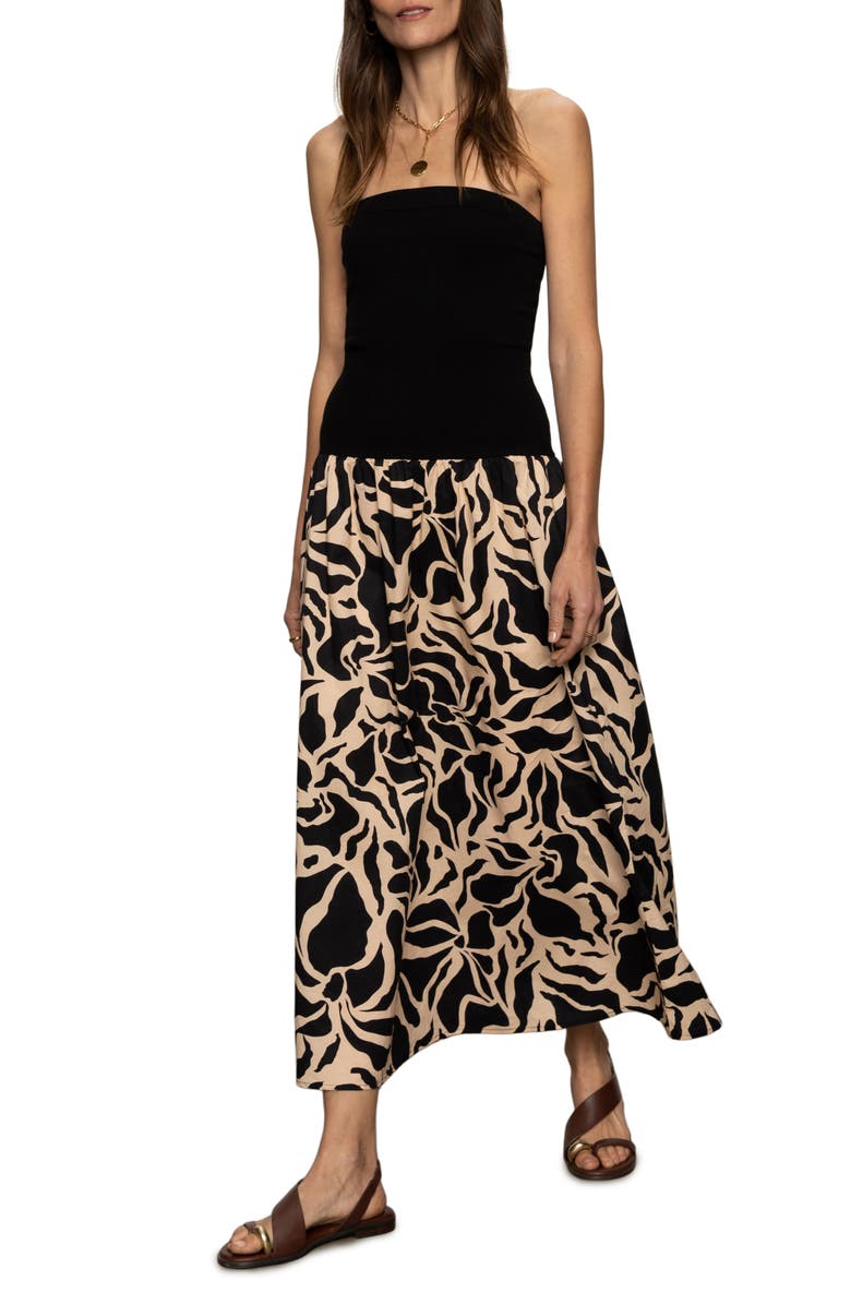 Sanctuary Meet Me At Sea Strapless MIxed Media Maxi Dress, Alternate, color, 