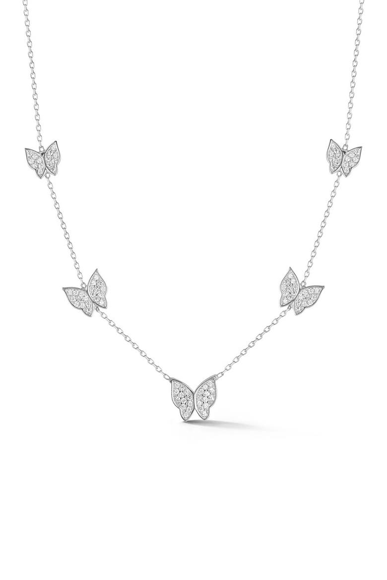 Sterling Silver & CZ Butterfly Necklace, Main, color, SILVER