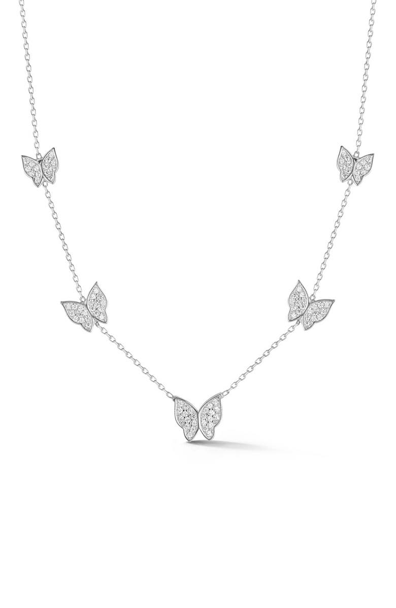 SPHERA MILANO Sterling Silver & CZ Butterfly Necklace, Main, color,