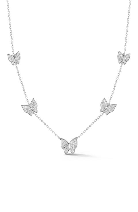 Sterling Silver & CZ Butterfly Necklace