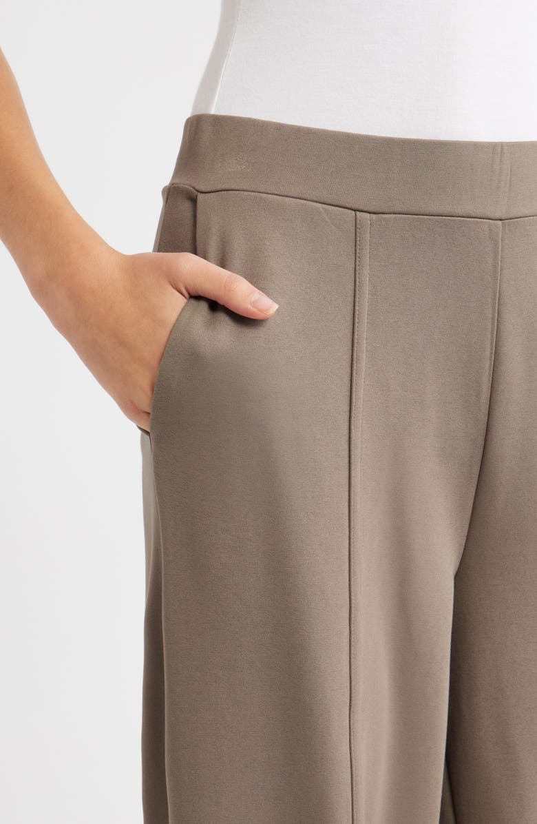 MANGO Florida Elastic Waist Pants, Alternate, color, Medium Brown