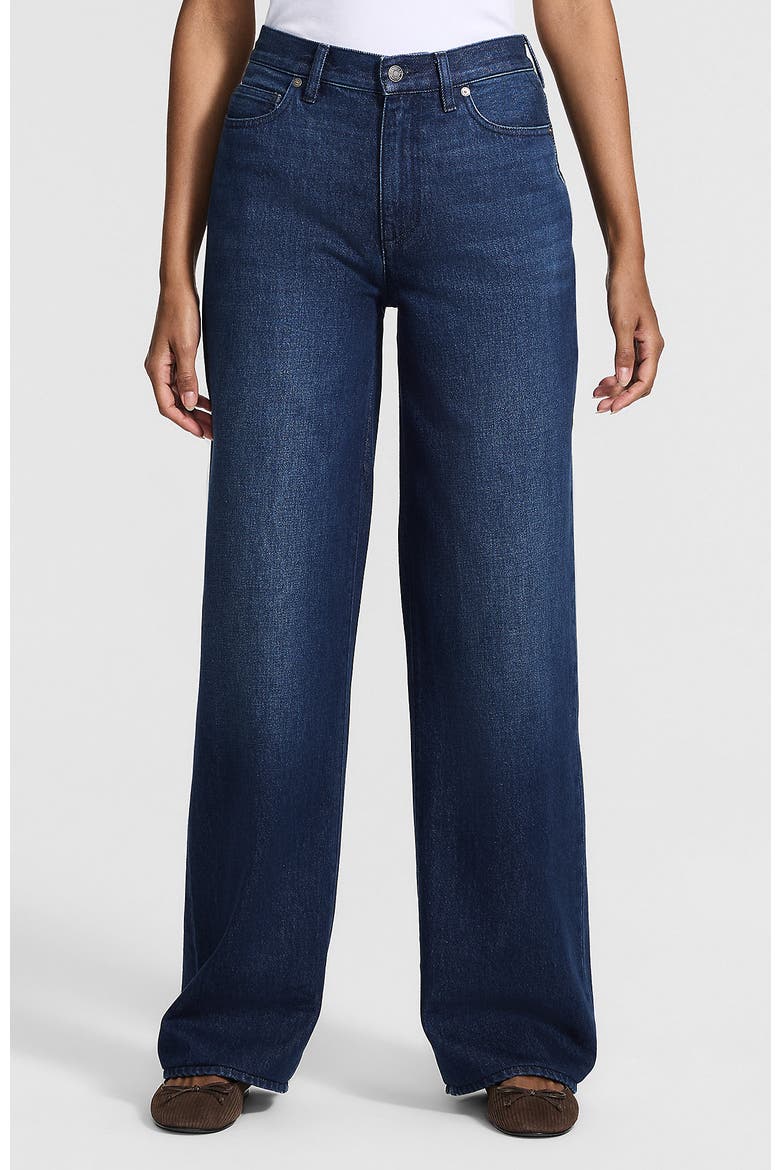 Rigid Denim Mid Rise Baggy Jeans, Main, color, Dark Indigo Blue Wash