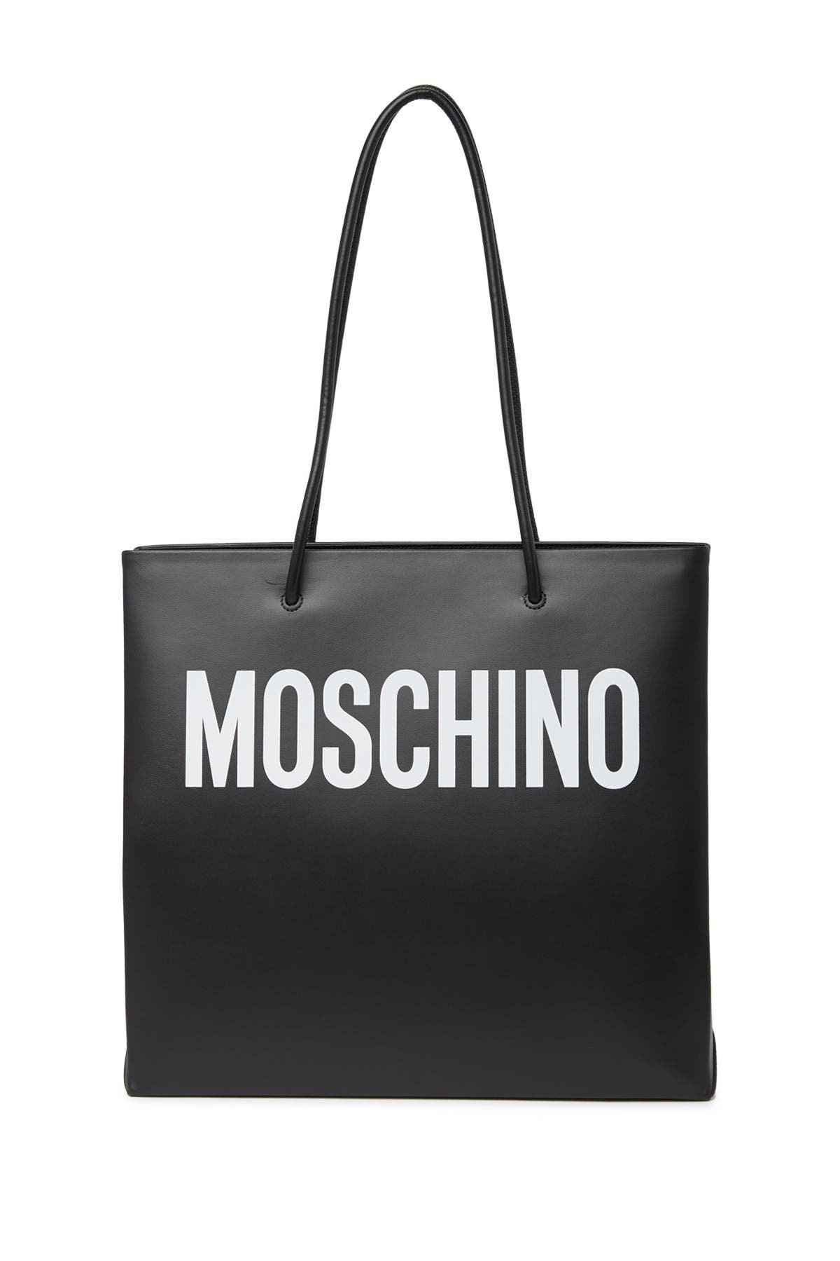 Moschino Two-Tone Logo Tote Bag, Main, color, 