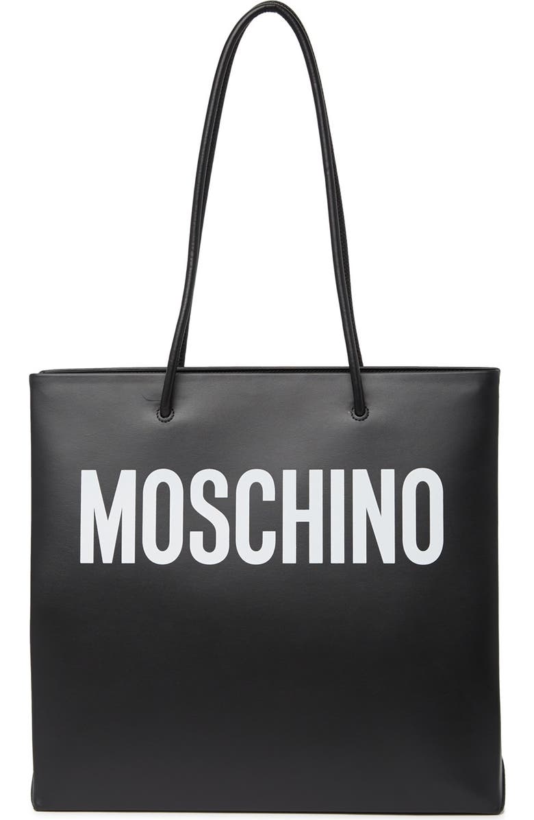 Moschino Two-Tone Logo Tote Bag, Main, color,