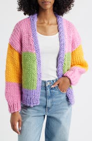 Roffe Accessories Colorblock Chunky Cardigan