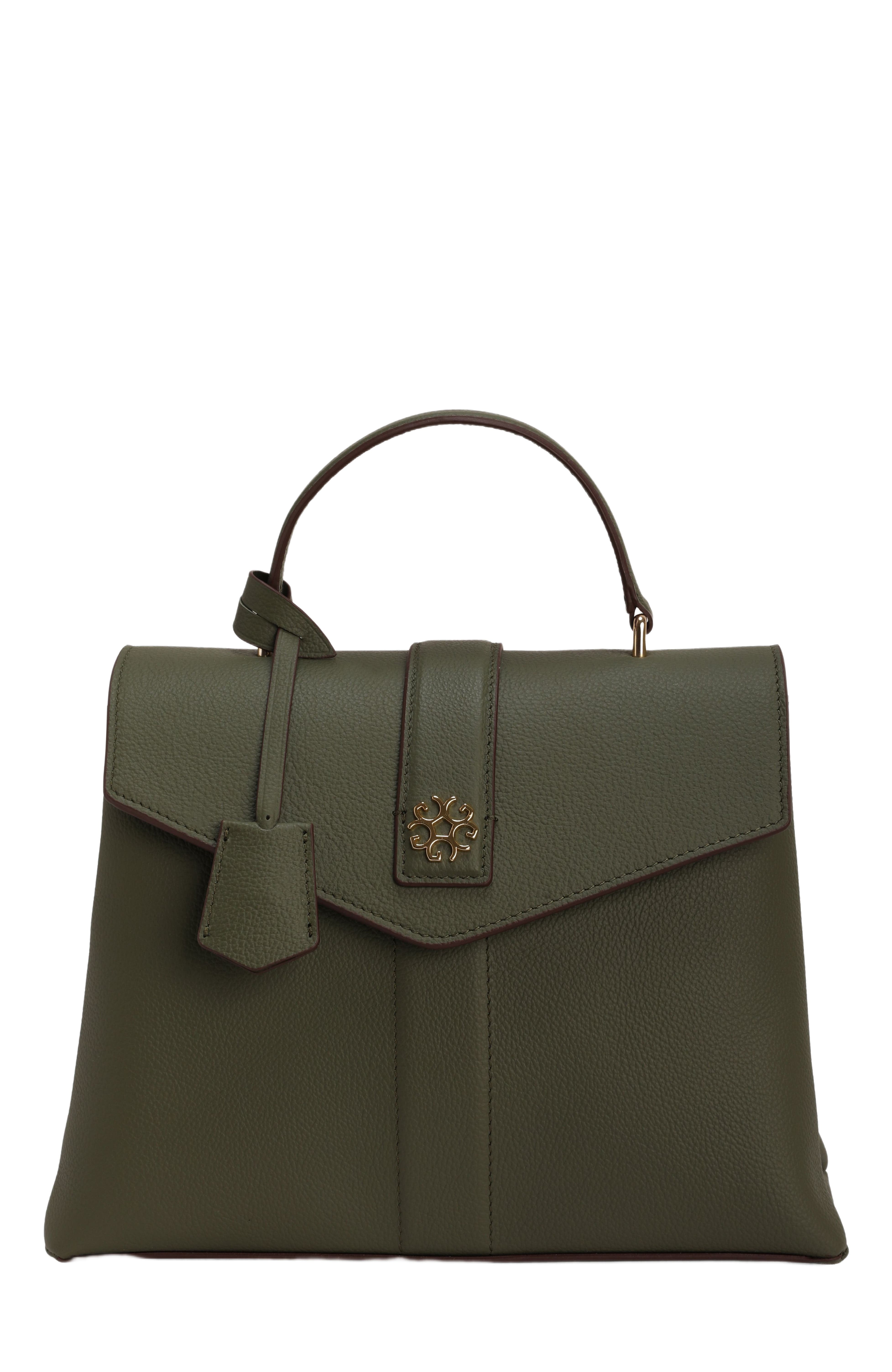 GORSKI Leather Bag with Crossbody Strap, Main, color, Olive