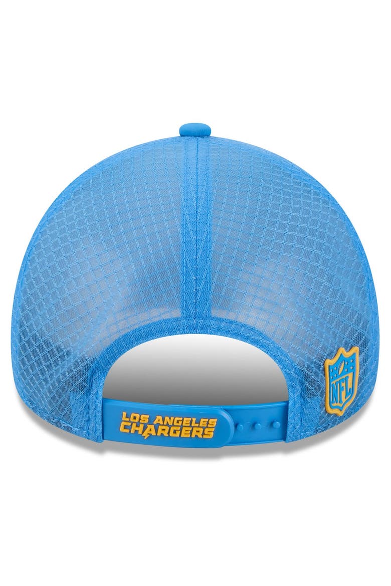 Men's New Era Powder Blue Los Angeles Chargers 2026 Sideline Apex 9FORTY Adjustable Trucker Hat, Alternate, color, Powder Blue