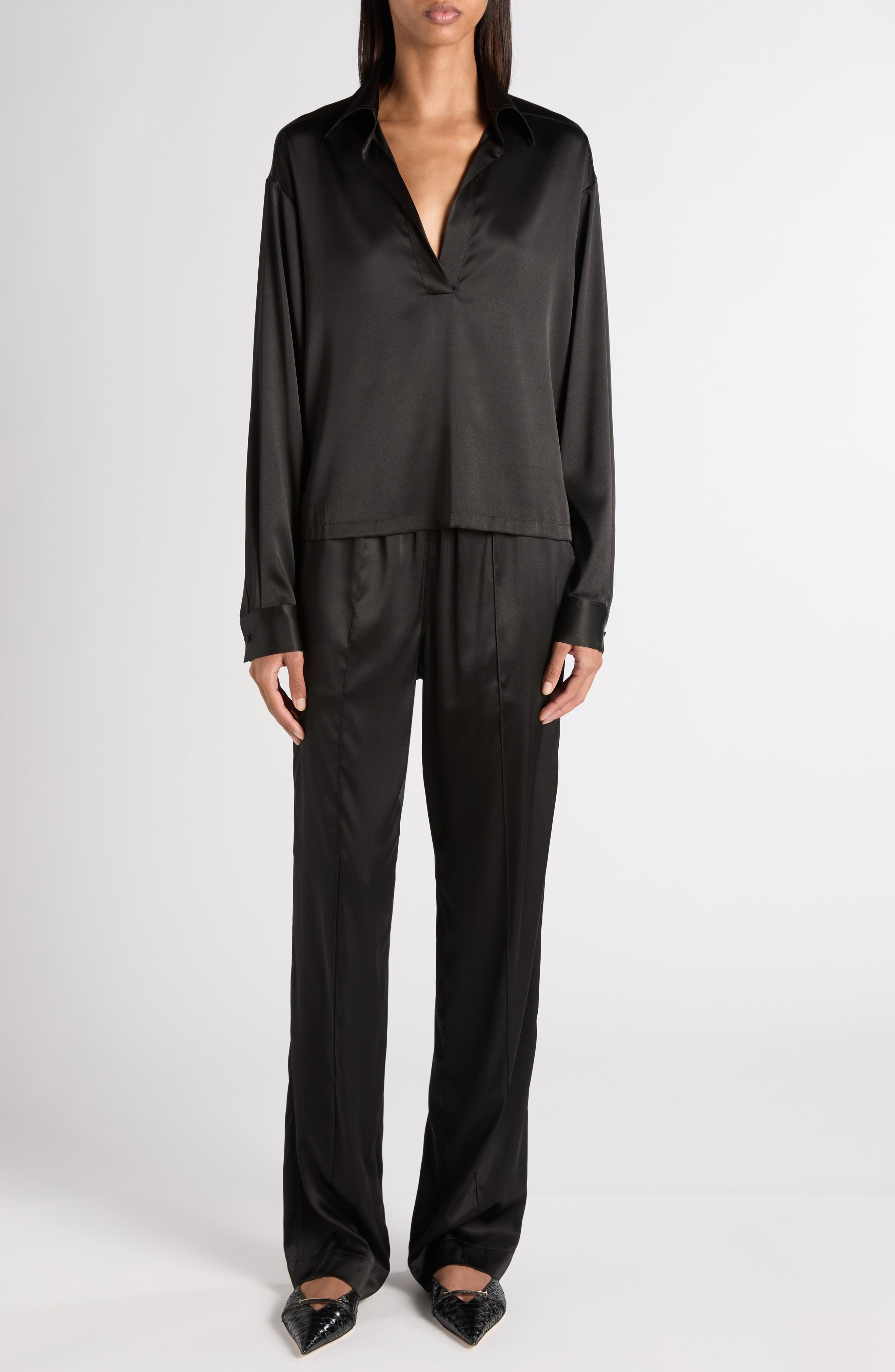 Stretch Silk Satin Polo - image 2
