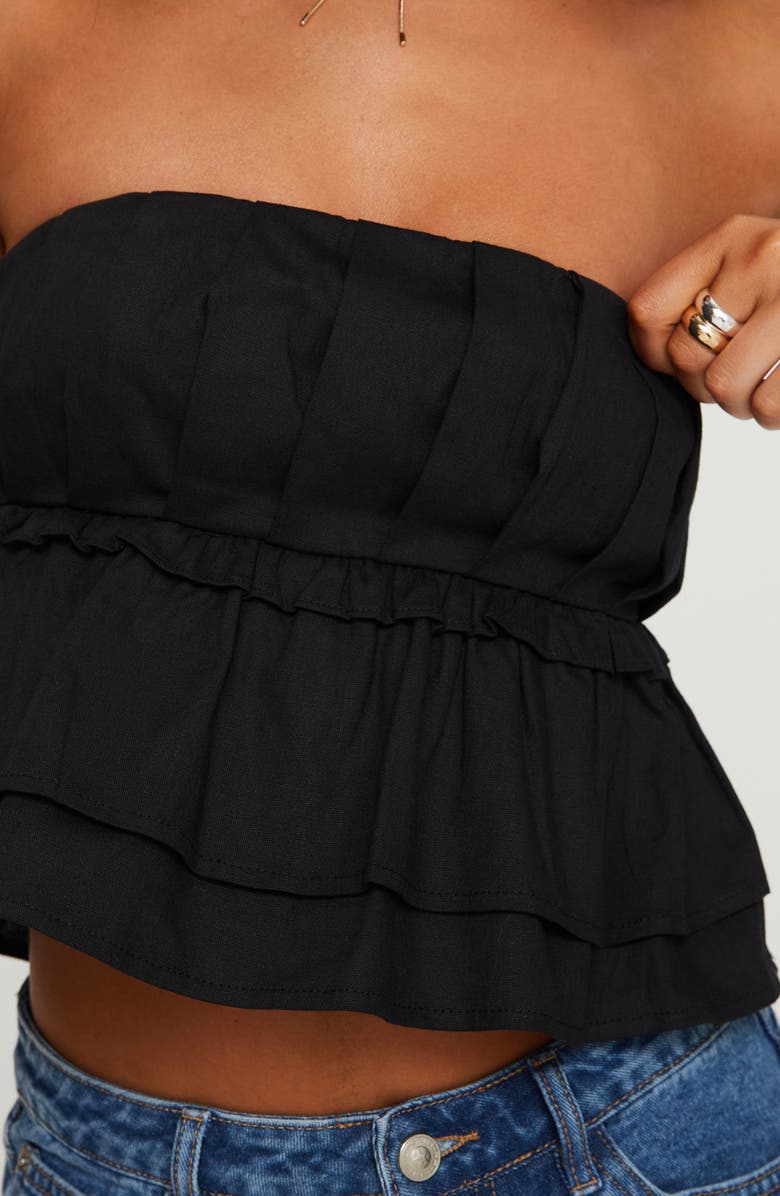 Princess Polly Ericka Strapless Peplum Top, Alternate, color, Black