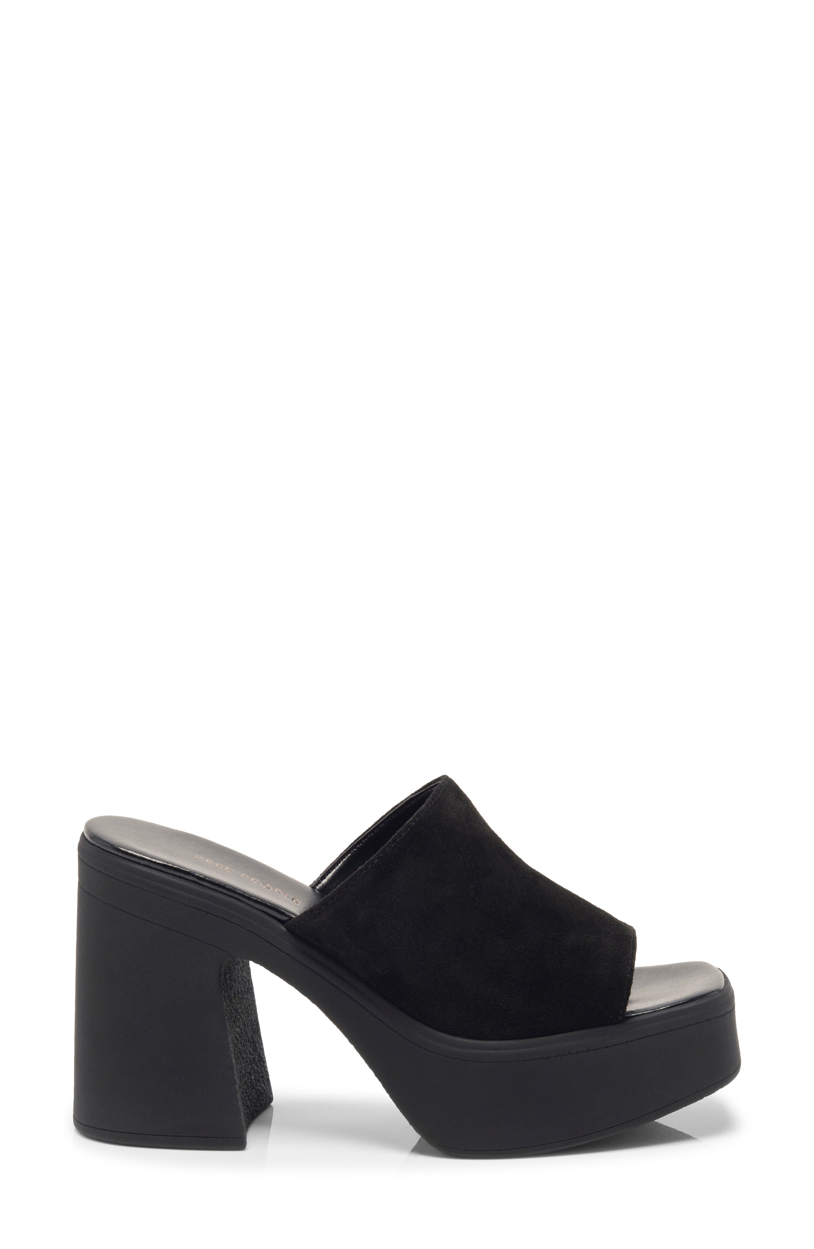 Free People Zoe Platform Slide Sandal, Alternate, color, Black Tide Suede